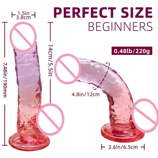 DRANIT CRYSTAL PENIS TWIN COLOR DILDO