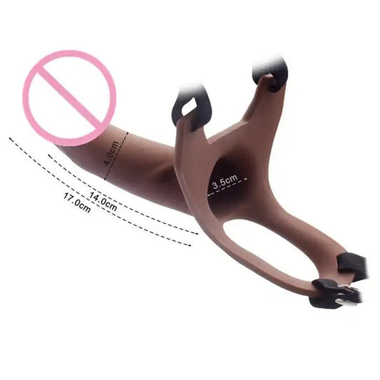 DRANIT 7 INCH BROWN HOLLOW STRAP-ON DILDO FOR MEN