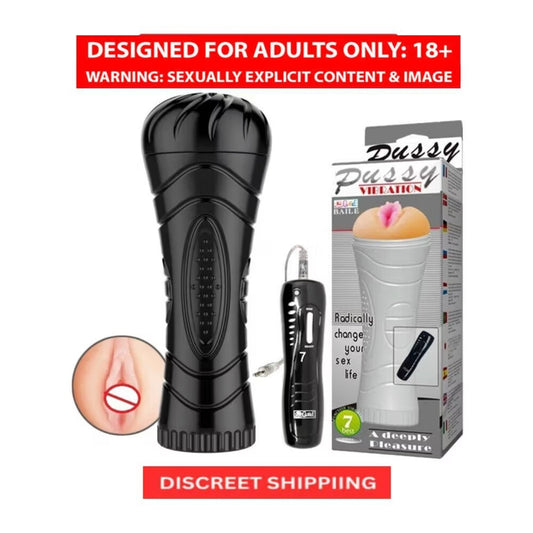 DRANIT PURE PASSION BIG SIZE VIBRATING HANDY MALE MASTURBATOR FLASHLIGHT PUSSY SLEEVE VIRGIN VAGINA 7-MODE REMOTE FOR ADULTS