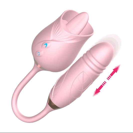 DRANIT TONGUE LICKING VIBRATOR WITH DILDO TELESCOPIC VIBRATOR STIMULATOR CLITORIS VIBRATOR SEX TOYS FOR WOMEN (MULTIE)