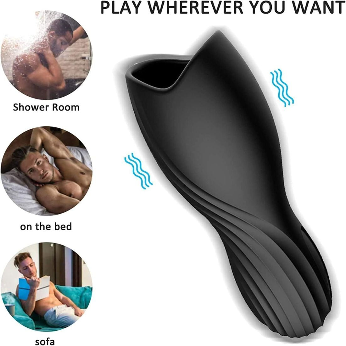 Rechargeable Silicone Vibrating Male Masturbator Sleeve Waterproof Design