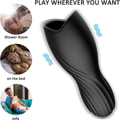 Rechargeable Silicone Vibrating Male Masturbator Sleeve Waterproof Design