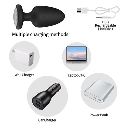 Rechargeable Silicone Vibrating Plug with USB Charging Waterproof Design